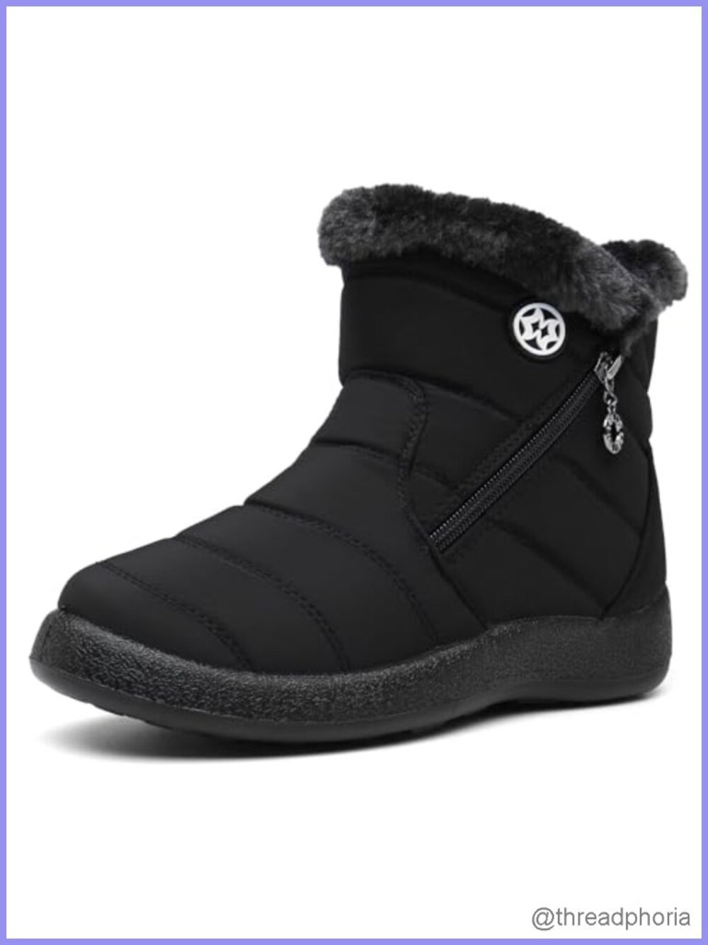 Waterproof Snow Boots Faux Fur Lined Non-Slip Winter Ankle Boots